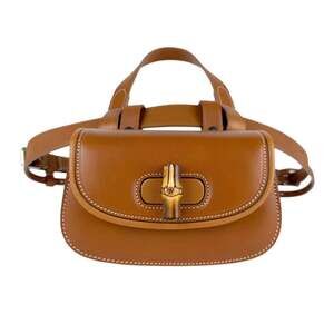 GUCCI Brown Leather Bamboo Shoulder Bag